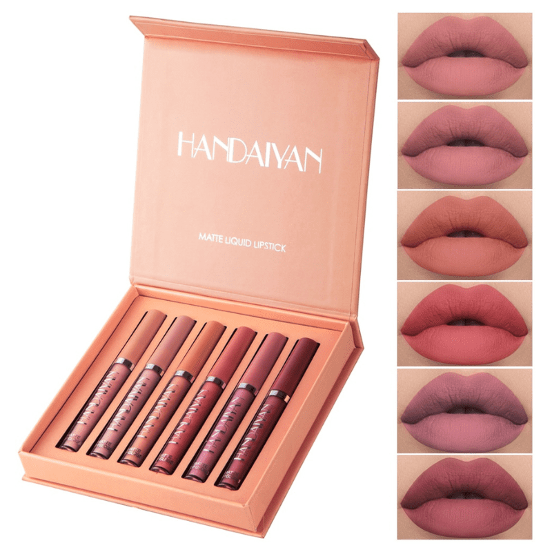 Paleta de Batons Matte de até 16h de Duração e a Prova d'água Kit com 6 Cores