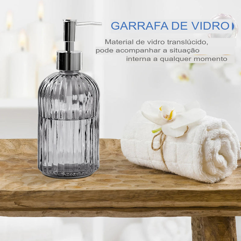 Kit Dispenser de Vidro Para Sabonete Liquido - Tazzi